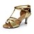זול נעליים לטיניות-בגדי ריקוד נשים נעליים לטיניות סנדלים עקב מותאם דמוי עור זהב / בבית