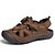 ieftine Sandale Bărbați-Bărbați Pantofi Piele Vară Tălpi cu Lumini Sandale Pantofi Upstream Găuri pentru Casual În aer liber Maro Închis Kaki