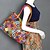 お買い得  ハンドバッグ＆トートバッグ-Women&#039;s Top Handle Bag Leather Cowhide Daily Petal Floral Split Joint Vintage Rainbow Black / White