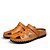 זול סנדלים לגברים-גברים נעליים עור קיץ נוחות סנדלים עבור קזו&#039;אל שחור צהוב כחול כהה