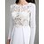 cheap Evening Dresses-Sheath / Column See Through Formal Evening Dress Jewel Neck Long Sleeve Floor Length Chiffon with Buttons Appliques 2020