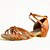 cheap Latin Shoes-Women&#039;s Latin Shoes Satin Buckle Heel Rhinestone / Buttons Low Heel Customizable Dance Shoes Brown / Leather / Practice