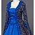 ieftine Costume Vintage &amp; Istorice-Rococo Βικτωριανής Εποχής Costume Pentru femei Rochii Costume petrecere Mascaradă Albastru Vintage Cosplay Satin Manșon Lung Lungime Podea Costume de Halloween