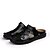 זול סנדלים לגברים-גברים נעליים עור קיץ נוחות סנדלים עבור קזו&#039;אל שחור צהוב כחול כהה