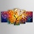 billige Blomstrede/botaniske malerier-oliemaleri håndmalet abstrakt abstrakt strakt lærred / fem paneler med strakt ramme
