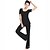 billige Ny i-Dame Scoop Neck Yoga bukser med topp Hvit Svart sport Treningsdrakt Zumba Løp Trening Store størrelser Sportsklær Fritid / hverdag