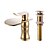 baratos Torneiras de Lavatório de Casa de Banho-Faucet Set - Cascata Dourado Conjunto Central Monocomando e Uma AberturaBath Taps