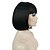 abordables Perruques Synthétiques Sans Bonnet-Perruque Synthétique Droit Droite Bob Coupe Carré Avec Frange Perruque Court Noir naturel #1B Cheveux Synthétiques Femme Avec des franges Noir StrongBeauty