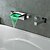 זול ברזים לאמבטיה-צמוד קיר ברז לאמבטיה LED 3 טמפרטורת צבע, אמבט ברז מפל מים שסתום פליז אמבטיה מקלחת מיקסר ברזי 3 ידיות 5 חורים ברז אמבטיה כרום