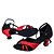 cheap Latin Shoes-Women&#039;s Latin Shoes Sandal Chunky Heel Stretch Satin Buckle Black / Red / Indoor / Leather