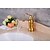 baratos Torneiras de Lavatório de Casa de Banho-Faucet Set - Cascata Dourado Conjunto Central Monocomando e Uma AberturaBath Taps