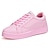 billige Sneakers til kvinder-Dame Kondisko udendørs Snøring Flade hæle Rund Tå Komfort Gummi Sort Hvid Lys pink