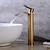 abordables Classiques-robinet de lavabo de salle de bain en cuivre antique, robinets de bain à un trou à poignée unique en cascade dorée avec interrupteur d&#039;eau chaude et froide