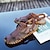 Недорогие Мужские сандалии-Муж. Комфортная обувь Кожа Лето Сандалии Темно-коричневый / Хаки / Повседневные