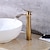 tanie Klasyczne-antyczny miedziany kran do umywalki łazienkowej, złoty wodospad pojedynczy uchwyt z jednym otworem krany do wanny z przełącznikiem ciepłej i zimnej wody