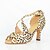 cheap Latin Shoes-Women&#039;s Latin Shoes Silk S-hook Clasp Sandal Criss-Cross Cuban Heel Customizable Dance Shoes Leopard / Performance / Leather