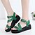 cheap Women&#039;s Sandals-Women&#039;s Sandals Casual Summer Rhinestone Wedge Heel Peep Toe Gladiator Full-grain Leather Black Red Green