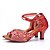 cheap Latin Shoes-Women&#039;s Latin Shoes Elastic Fabric Buckle Sandal / Heel Rhinestone / Buckle Flared Heel Dance Shoes Black / Red / Green / Performance / Leather