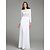 cheap Evening Dresses-Sheath / Column See Through Formal Evening Dress Jewel Neck Long Sleeve Floor Length Chiffon with Buttons Appliques 2020