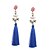 cheap Earrings-Women&#039;s Drop Earrings Tassel Fringe Personalized Tassel Bohemian Fashion Euramerican Boho Earrings Jewelry Black / Red / Blue For Wedding Anniversary Housewarming Event / Party Dailywear Sport