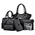 cheap Bag Sets-Women&#039;s Rivet / Zipper PU(Polyurethane) Bag Set Bag Sets 6 Pieces Purse Set White / Black / Blue