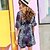 cheap Women&#039;s Jumpsuits &amp; Rompers-Women&#039;s Holiday / Going out / Casual / Daily Vintage / Street chic V Neck Navy Blue Wide Leg Romper, Print Flare Sleeve Half Sleeve All Seasons