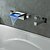 cheap Bathtub Faucets-Wall Mounted LED Bathtub Faucet 3 Color temperature, Tub Facuet Waterfall Spout Brass Valve Bath Shower Mixer Taps 3 Handles 5 Holes Bath Tap Chrome