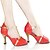 cheap Latin Shoes-Women&#039;s Latin Shoes Faux Leather Buckle Sandal Criss-Cross Stiletto Heel Customizable Dance Shoes Black / Red / Performance