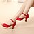 baratos Sapatos de Dança Latina-Mulheres Sapatos de Dança Latina Courino / Tecido Fivela Sandália / Salto Presilha Salto Personalizado Personalizável Sapatos de Dança Vermelho / Espetáculo