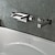 cheap Bathtub Faucets-Wall Mounted LED Bathtub Faucet 3 Color temperature, Tub Facuet Waterfall Spout Brass Valve Bath Shower Mixer Taps 3 Handles 5 Holes Bath Tap Chrome