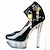 billige Høyhælte damesko-Women&#039;s Shoes PU(Polyurethane) Spring / Fall Formal Shoes Heels Stiletto Heel Round Toe Buckle / Lace-up Black / Silver / Party &amp; Evening / Dress / Party &amp; Evening