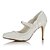 cheap Wedding Shoes-Women&#039;s Heels Fall / Winter Stiletto Heel Pointed Toe Basic Pump Wedding Dress Party &amp; Evening Button Net / Satin Ivory