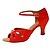 cheap Latin Shoes-Women&#039;s Latin Shoes Silk S-hook Clasp Sandal Buckle / Crystals / Rhinestones Cuban Heel Customizable Dance Shoes Red / Performance / Leather