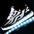 billige Sneakers til kvinner-Dame Unisex Sportssko LED-sko Støvler uten kne utendørs Daglig Fargeblokk LED Lav hæl Rund Tå LED Lysende sko Gange Netting Tyll Snøring Svart / Hvit Blå og svart