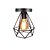 זול אורות תקרה-23 ס&quot;מ בציר 1-אורות כלוב מתכת שחורה מנורת תקרה לופט עם תאורה קבועה גופי תאורה למטבח בחדר האוכל