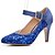 economico Scarpe col tacco da donna-Per donna Tacchi A cono Punta tonda Fibbia Di pizzo / Paillette / A rete Decolleté Primavera / Autunno Royal Blue / Bianco / Seta / Matrimonio / Serata e festa / Formale / 3-4