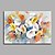 voordelige Olieverfschilderijen-Hang-geschilderd olieverfschilderij Handgeschilderde - Bloemenmotief / Botanisch Modern Kangas