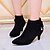 preiswerte Damenstiefel-Damen Stiefel Winter Kitten Heel-Absatz Spitze Zehe Modische Stiefel Normal Kleid Party &amp; Festivität Schleife / Imitationsperle / Reißverschluss Kunstleder Booties / Stiefeletten Schwarz / Rosa