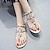 cheap Women&#039;s Sandals-Women&#039;s Sandals Summer / Fall Flat Heel Open Toe Novelty Casual Dress Rhinestone Leatherette Walking Shoes Gold