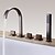 cheap Bathtub Faucets-Bathtub Faucet - Antique / Classic Oil-rubbed Bronze Widespread Brass Valve Bath Shower Mixer Taps / Three Handles Five Holes