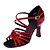 preiswerte Lateinamerikanische Schuhe-Damen Schuhe für den lateinamerikanischen Tanz Kunstleder Sandalen Schnalle Kubanischer Absatz Maßfertigung Tanzschuhe Schwarz / Rot /