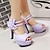 cheap Women&#039;s Sandals-Women&#039;s Sandals Lace Up Sandals Black Sandals Plus Size High Heel Sandals Bowknot Chunky Heel Peep Toe Sweet Daily PU Ankle Strap Summer Solid Colored Light Purple Almond Black