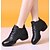 preiswerte Tanz-Sneaker-Damen Tanz-Turnschuh Sneaker Niedriger Heel Nappaleder Schwarz