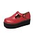 olcso Női fűzős bőrcipők-Női Félcipők Lapos Kerek orrú Kényelmes PU Fekete Piros