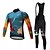 cheap Men&#039;s Clothing Sets-Men&#039;s Long Sleeves Cycling Jersey with Bib Tights - Dark Blue Bike Clothing Suits, 3D Pad, Quick Dry, Sweat-wicking, Summer, Polyester