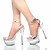cheap Women&#039;s Sandals-Women&#039;s Sandals Glitter Crystal Sequined Jeweled Stiletto Heel Peep Toe Formal Shoes Dress Party &amp; Evening Buckle Sequin PU Summer Silver
