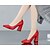 olcso Női magas sarkú cipők-Női Magassarkúak Hétköznapi Nyár Kényelmes Magasított talpú Bőr PU Fekete Fehér Piros