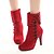 cheap Women&#039;s Boots-Women&#039;s Heels Velvet Boots Stiletto Heel Round Toe Comfort PU Black Red