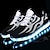 billige Sneakers til kvinner-Dame Unisex Sportssko LED-sko Støvler uten kne utendørs Daglig Fargeblokk LED Lav hæl Rund Tå LED Lysende sko Gange Netting Tyll Snøring Svart / Hvit Blå og svart