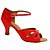 cheap Latin Shoes-Women&#039;s Latin Shoes Silk S-hook Clasp Sandal Buckle / Crystals / Rhinestones Cuban Heel Customizable Dance Shoes Red / Performance / Leather